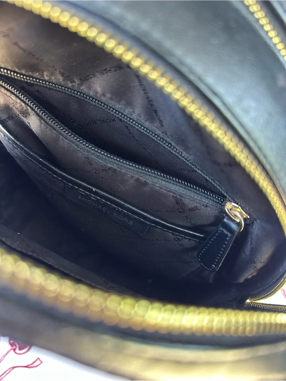 MICHAEL KORS Black Pebbled Leather Medium Backpack with Gold Hardware